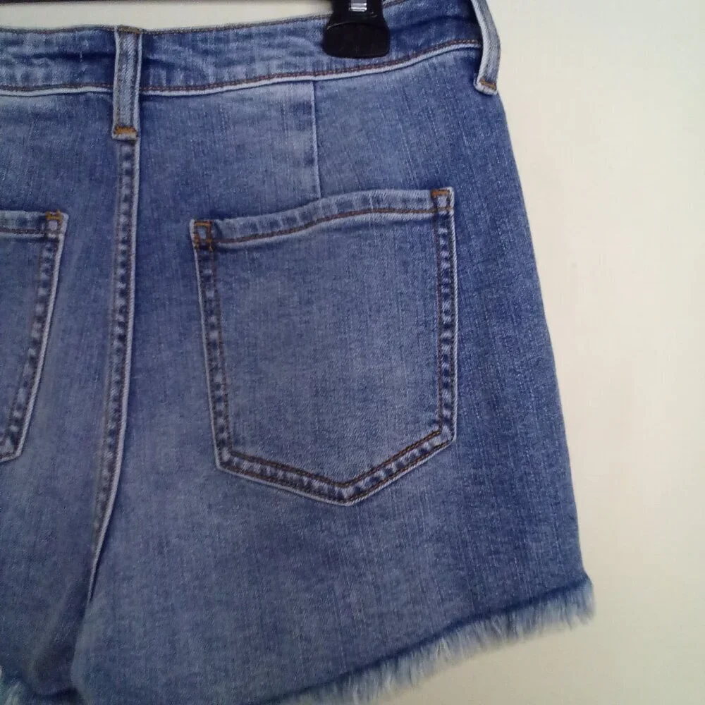 Harper Heritage Shorts Women 27 Button Fly Raw Hem Denim Blue